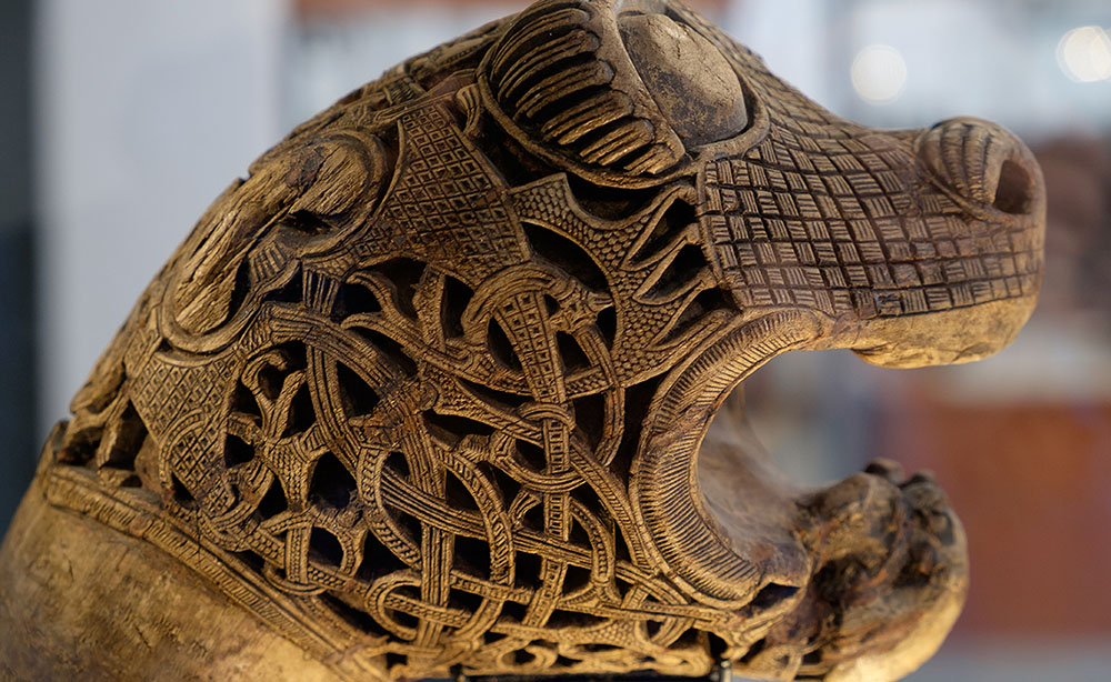 Original Viking sculpture of an animal head