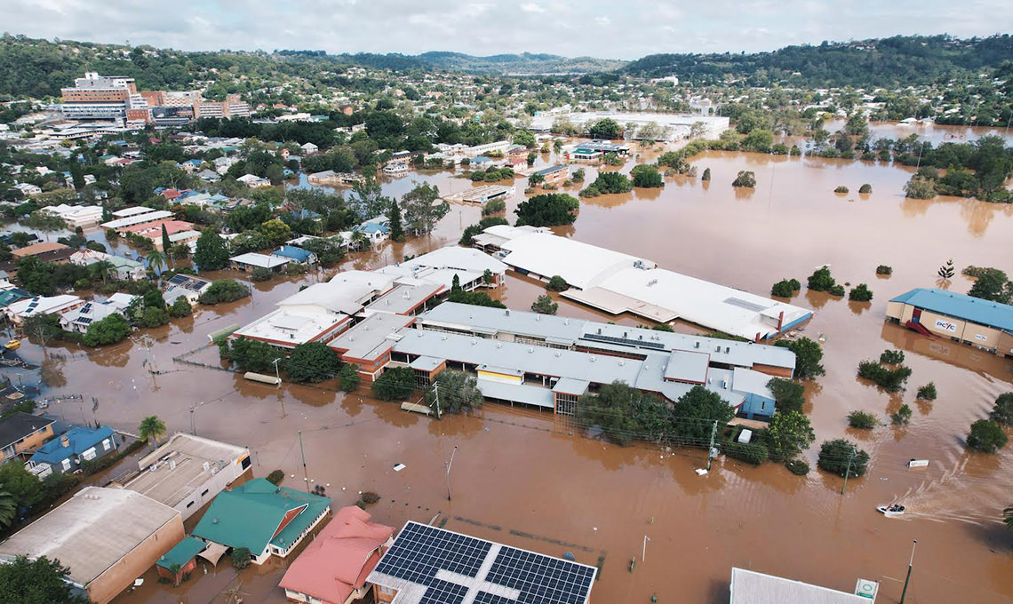Floods inundated Trinity Catholic College Lismore in February 2020