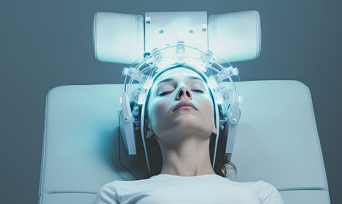 Headset captures data from sleeping woman